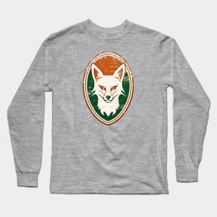 Fox head on a vintage distressed oval crest Long Sleeve T-Shirt